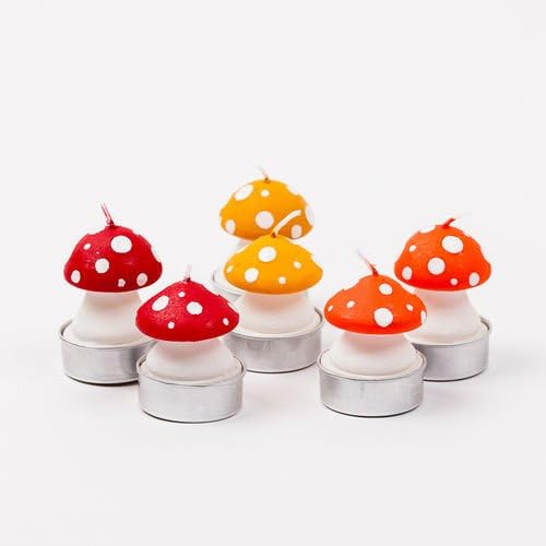 MUSHROOM Tea Light 2" Candles Set of 6 Home Decor