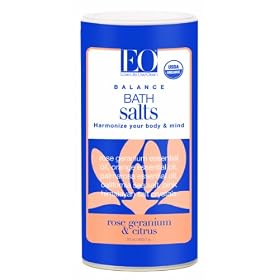 EO Bath House Bath Salts, Rose Geranium & Citrus, 22-Ounce Canister (Pack of 3)