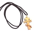 Russian Orthodox Cross olive wood necklace, necklace is 60cm long - 23.5 inches)