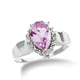 Created Pink Sapphire and Diamond Accent Ring