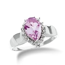 Created Pink Sapphire and Diamond Accent Ring