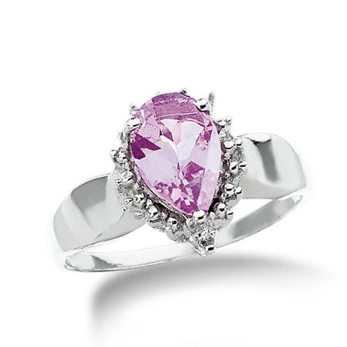 Created Pink Sapphire and Diamond Accent Ring