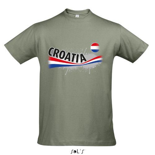Fanshirt Herren CROATIA, Kroatien Ländershirt EM / WM Trikot S-XXL , Khaki , M