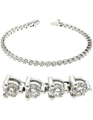14k White Gold Three Prong Tennis Bracelet, Best Quality Free Gift Box Satisfaction Guaranteed