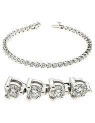 14K White Gold 4cttw Round Diamond Bracelet