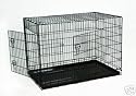 Black Double Door Folding Wire Crate - Medium 24"