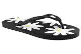 Capelli New York Textured Pvc Thong On Sweet Daisies Ladies Promo Flip Flop Black Combo 6