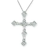 10K White Gold 1/4 ct. Diamond Cross Pendant with Chain