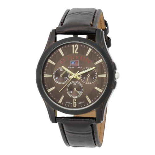 U.S. Polo Assn. Men's US5164 Brown Dial Brown Crocodile Strap Watch