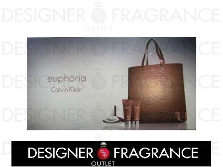 Calvin Klein Euphoria for Women 4 Piece Set: Euphoria Perfume 3.4 Ounce Eau De Parfum Spray + 3.4 Ounce Sensual Skin Lotion + 3.4 Ounce Sensual Bath and Shower Creme + Calvin Klein Euphoria Tote Bag