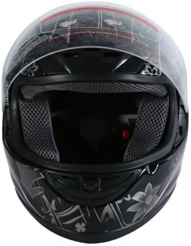 DOT Adult Pink Black Butterfly Motorcycle Street Full Face Helmet (XXL)