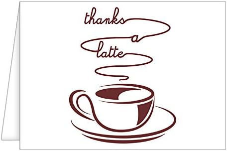Latte Cup Pattern Thank You Cards - Brown
