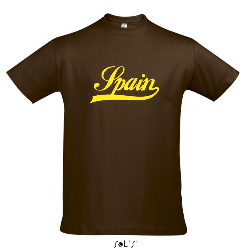 T-Shirt Spanien Oldschool Spain LÄNDERSHIRT EM / WM FAN Trikot S-XXL , Earth – gelb , XL