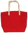 Cotton Colorful Red Small Tote Bag with Leather Handle 17"Lx11"H