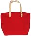 Cotton Colorful Red Small Tote Bag with Leather Handle 17"Lx11"H