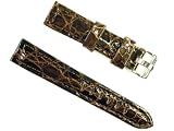 BANDA LEATHER EXOTIC GENUINE CROCODILE LEATHER CHRONOGRAPH SPORT WATCHBAND STYLE DESIGN WITH PANERAI STYLE BUCKLE-REAL ITALIAN CROCODILE LEATHER WATCH BAND-22 mm BROWN COLOR