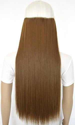 TOPPERTY 120g 24" Straight 5 Clips On Hair Extensions Synthetic Hair #27 Medium Golden Brown
