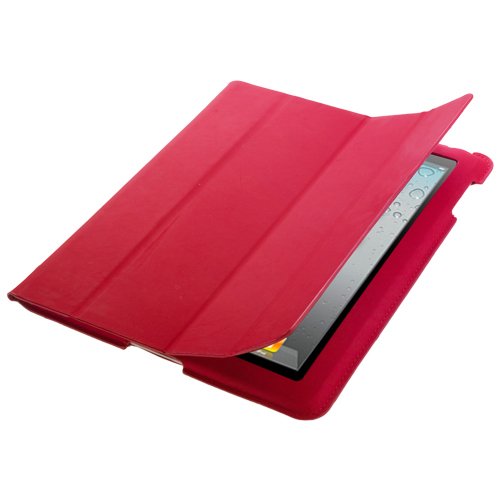 CE Compass Red iPad 2 Leather Foldable Smart Case Cover Flip Stand Magnetic Automatically Wakes and Puts the iPad 2 to Sleep, Superior Quality Design