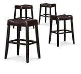 4 29" Espresso Cushion Kitchen Counter Black Finish Saddle Back Dining Bar  ....