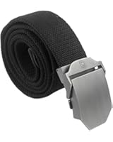 Kobwa(TM) Mens Slider Buckle Military Style Long Weave Canvas Web Belt With Kobwa's Keyring