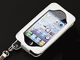 画像をクリックして拡大イメージを表示 iPhone4/4S対応!ネックストラップ付本革レザーケース(ホワイト)