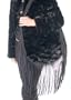 Mink Fur Handbag-Black Mink Hobo Leather Fringes