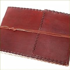 Fotoalbum aus echtem Leder, Album Ledereinband, handgesch�pftes Papier (wei� mit Bl�tenanteilen) - Geschenk zur Hochzeit, Taufe, Geburtstag (26 x 18 cm) *KOSTENLOSE LIEFERUNG*