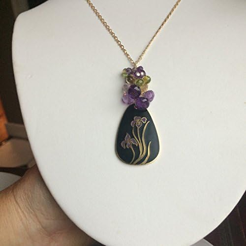 Up-cycled Laurel Burch "Purple Iris" w/Amethyst, Citrine &amp; Peridot Roundels S1539