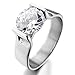 Women's Stainless Steel Rings Wedding Band CZ Silver White Charm Elegant
