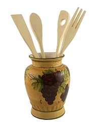 KITCHEN UTENSIL HOLDER WITH TOOLS GRAPE TUSCANY DECOR