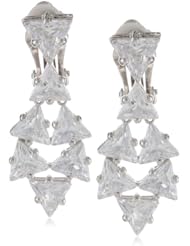 CZ by Kenneth Jay Lane "Bridal Collection" 25 cttw Stacked Trillions Clip-On Earrings