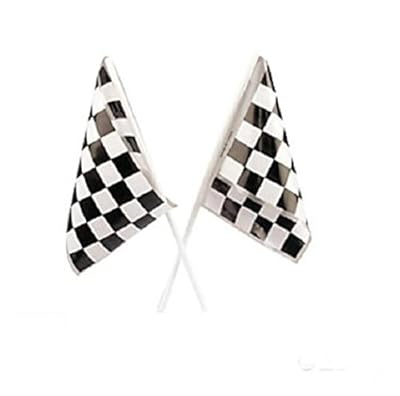 24 Party Favors RACING Nascar Race Car MINI Black White CHECKERED FLAGS