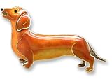 Clearly Charming Dachshund Dog Sterling Silver and Enamel Pin by Zarah