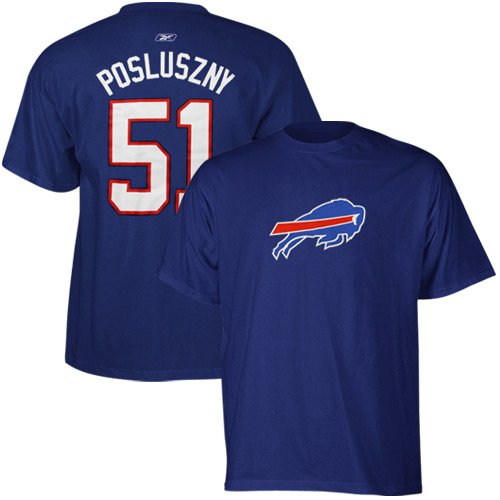 Reebok Buffalo Bills #51 Paul Posluszny Navy Blue Scrimmage Gear T-shirt (Small)