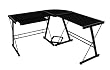 Walker Edison Soreno 3-Piece Corner Desk, Black with Black Glass Walker Edison Soreno 3-Piece Corner Desk, Black with Black Glass