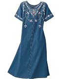National Denim Embroidered Dress