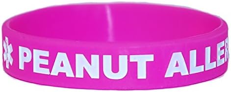 Peanut Allergy Medical Alert Silicone Bands White Lettering (Toddler (6 Inch), Hot Pink BUY 3 for the price of 2!