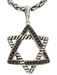 Balissima By Effy Collection Sterling Silver and 18k Yellow Gold Sapphire Star of David Pendant Necklace