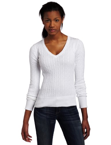 Sweet Romeo Women's V-neck Cable Sweater