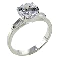 Size 9 Round Cz Baguettes Sterling Silver Fashion Jewelry Ring