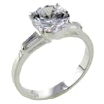 Size 9 Round Cz Baguettes Sterling Silver Fashion Jewelry Ring