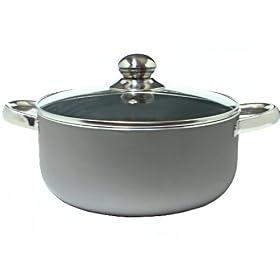 Induction Hob 4.5 Litre, 24cm Non Stick Casserole Pan / Stock Pot with Glass Tempered Lid & Stainless Steel Handles