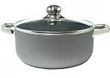 Induction Hob 4.5 Litre, 24cm Non Stick Casserole Pan / Stock Pot with Glass Tempered Lid & Stainless Steel Handles
