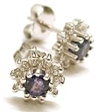 Perfectly Matched Sapphire and Diamond Stud Earring, 14 White Gold (T.w 0.85)
