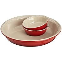 Le Creuset Stoneware Pie Dish, Cherry, Set of 3