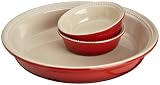 Le Creuset Stoneware Pie Dish, Cherry, Set of 3