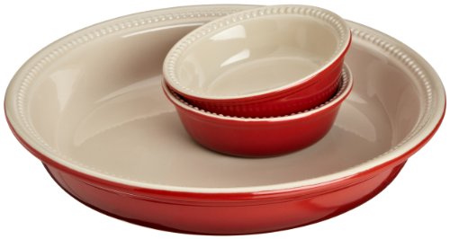 Le Creuset Stoneware Pie Dish, Cherry, Set of 3