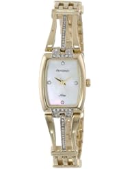 Armitron Womens 75/5131MPGP Swarovski Crystal Accented Cushion Shaped Gold-Tone Bangle Watch