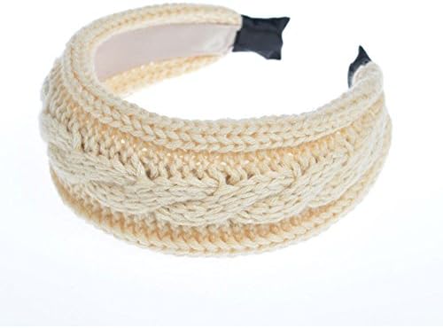Alisa Anne Women Girls Fashion Wollen Headbands Wide-brimmed Hair Accessories (beige)