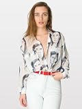 American Apparel Illustrated Chiffon Oversized Button-Up